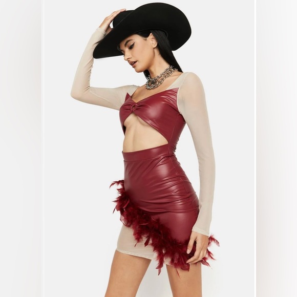DOLLSKILL x K TOO Sangria Stir It Up Red Cut Out Mini Dress/US S - Picture 7 of 9
